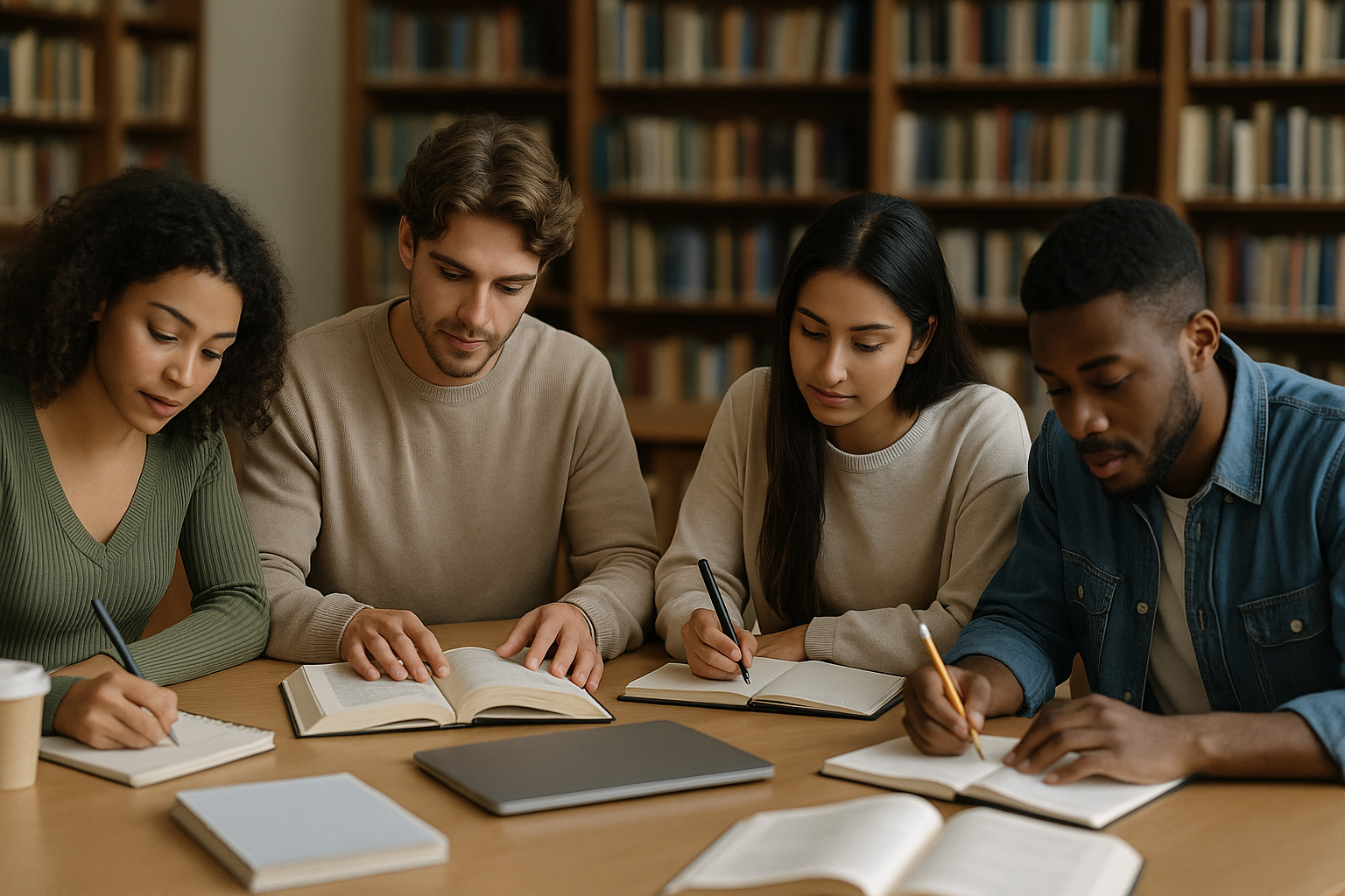 Diverse students studying together with StudentAI